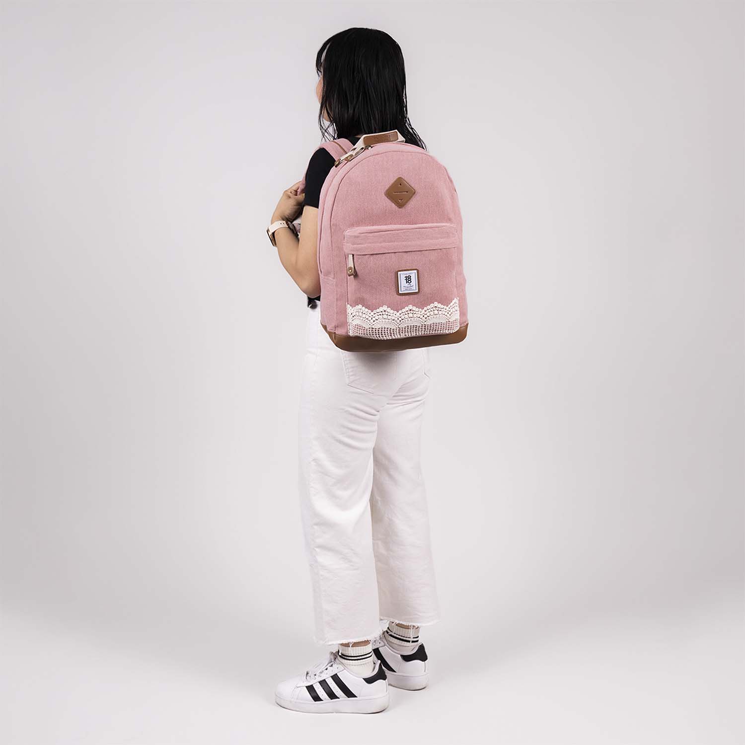Mochila escolar juvenil 1818 by Chenson rosa con porta laptop - vista 2
