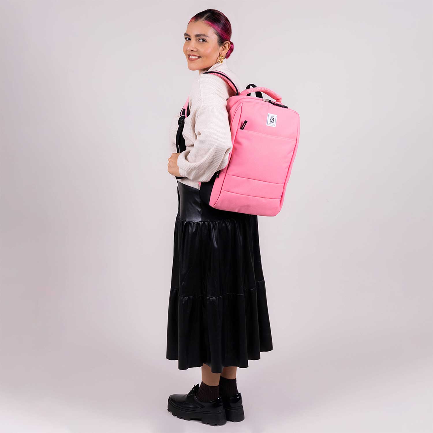 Mochila juvenil rosa 1818 by Chenson con compartimentos para laptop - vista 2