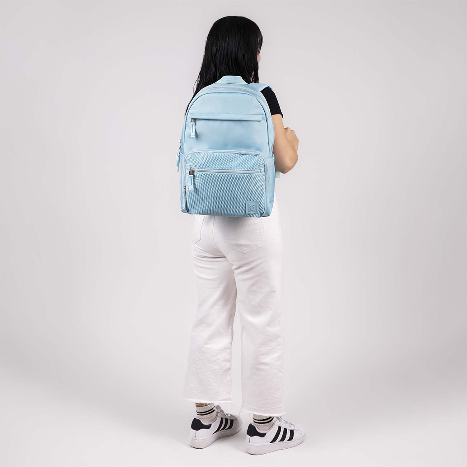 Mochila escolar juvenil 1818 by Chenson turquesa con amplio compartimento - vista 2