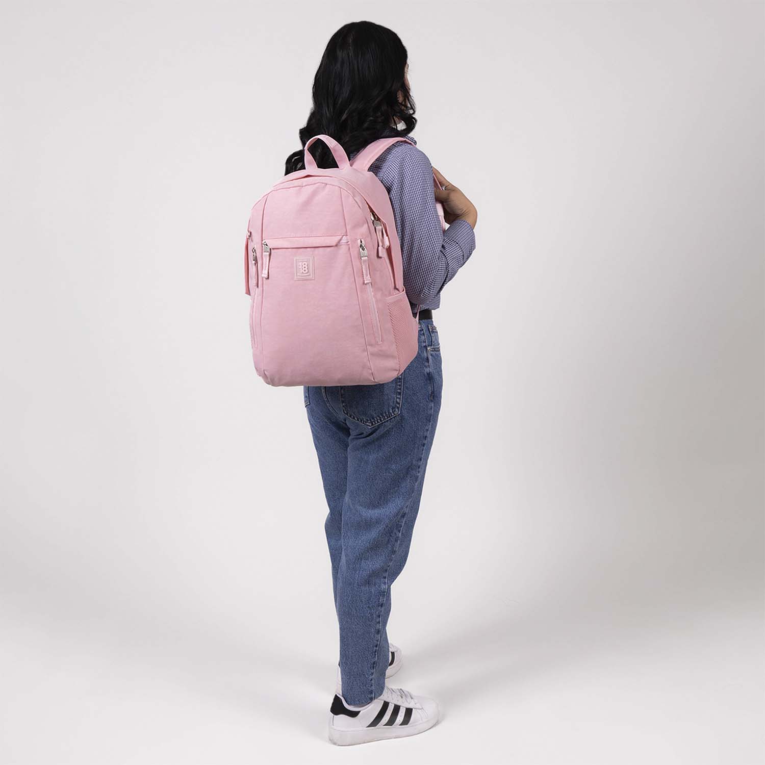 Mochila escolar juvenil 1818 by Chenson rosa con amplios compartimentos - vista 2