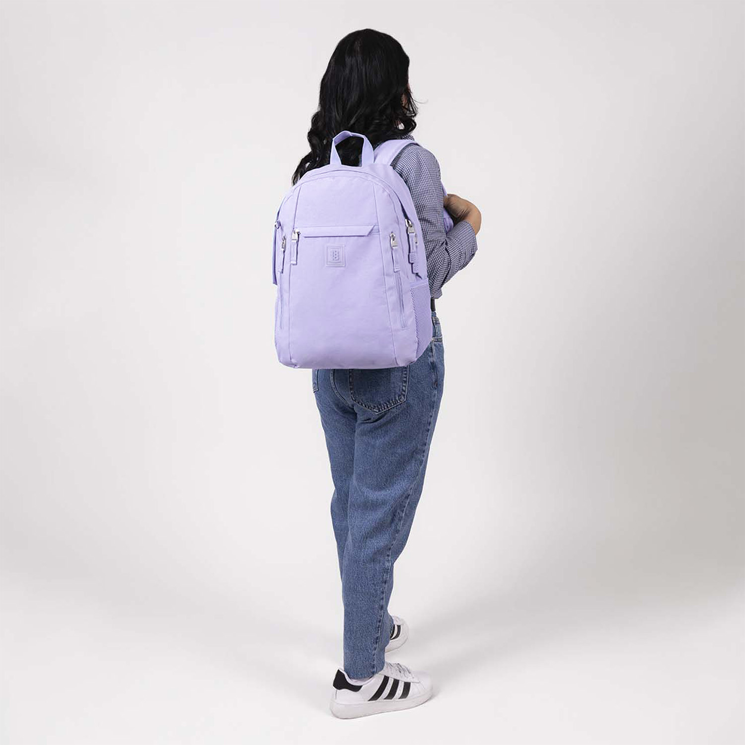 Mochila escolar juvenil 1818 by Chenson violeta con múltiples compartimentos - vista 2