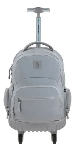Kit Escolar 1818 by Chenson Gris (Mochila con Ruedas + Lonchera + Lapicera) | Juvenil - Modelo 1870146-137
