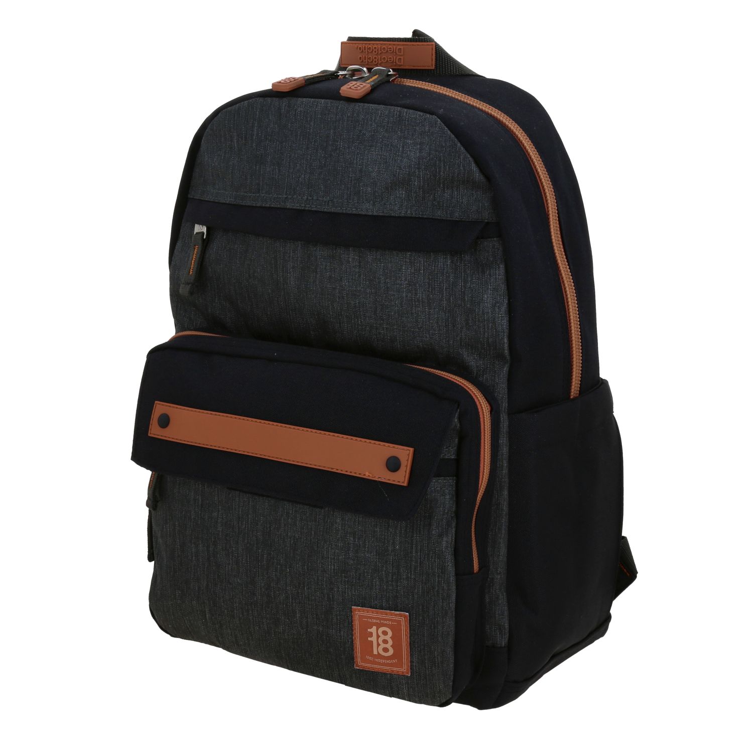 Mochila escolar juvenil 1818 by Chenson negra con múltiples bolsillos 2