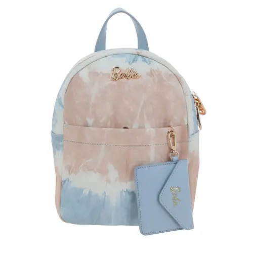 Mochila para dama Barbie by Chenson en azul con bolsillo frontal 1