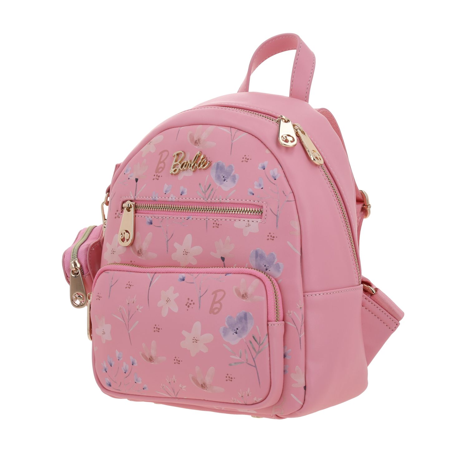 Mochila para dama Barbie by Chenson color rosa con doble bolsillo frontal 2
