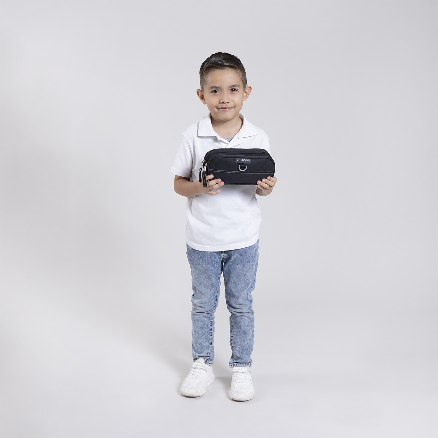 Lapicera escolar Chenson Clásico negra con doble compartimento - vista 2