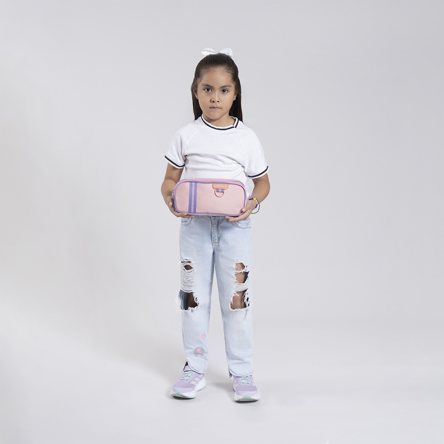 Lapicera escolar Chenson Clásico beige con doble compartimento - vista 2