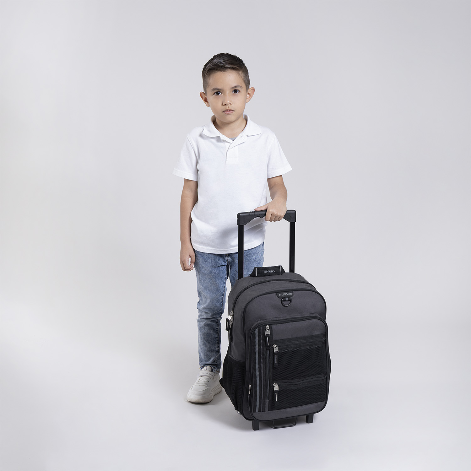 Mochila con Ruedas Chenson Clásico Gris - Escolar Resistente - vista 2