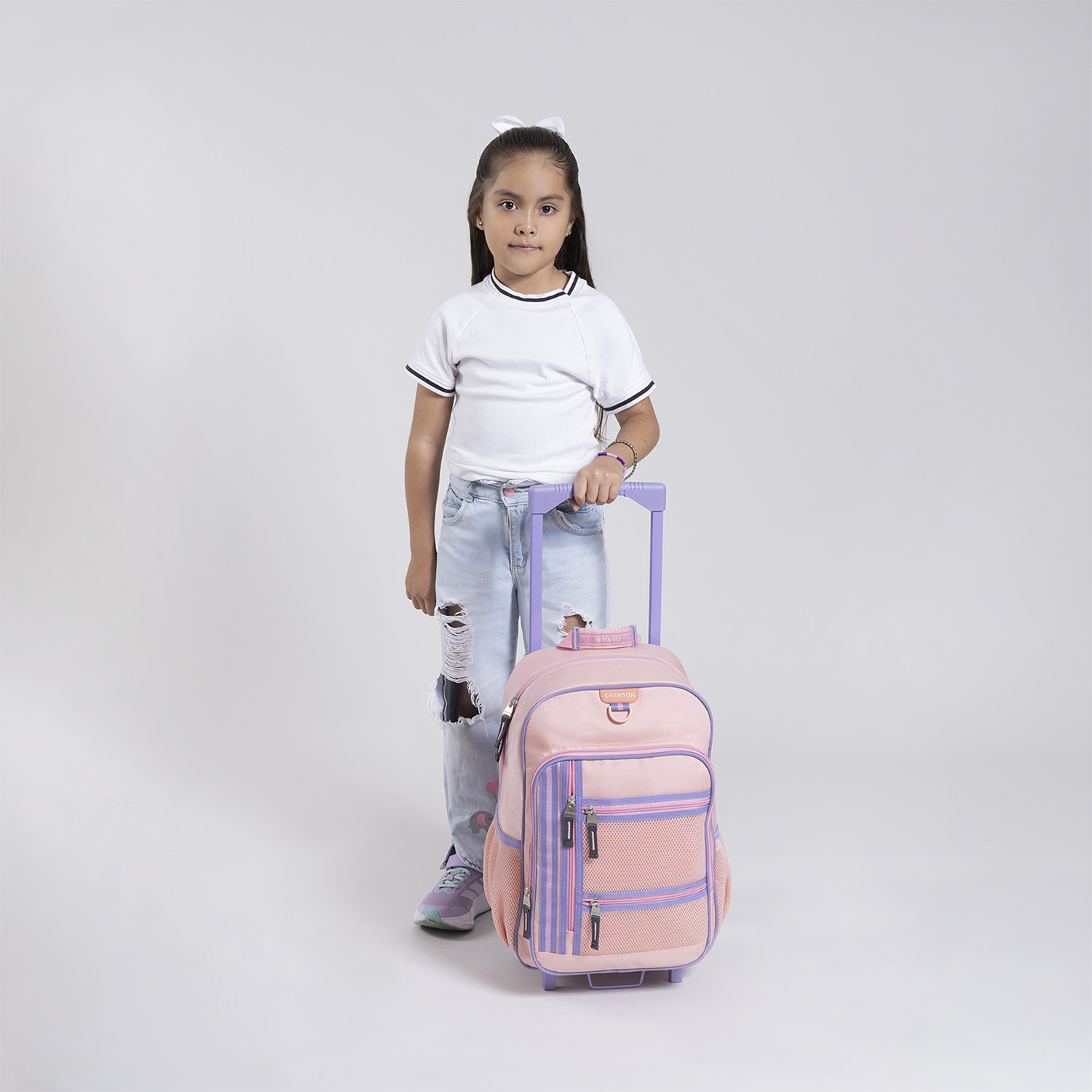 Mochila con Ruedas Chenson Clásico Beige para Primaria - Diseño Funcional - vista 2