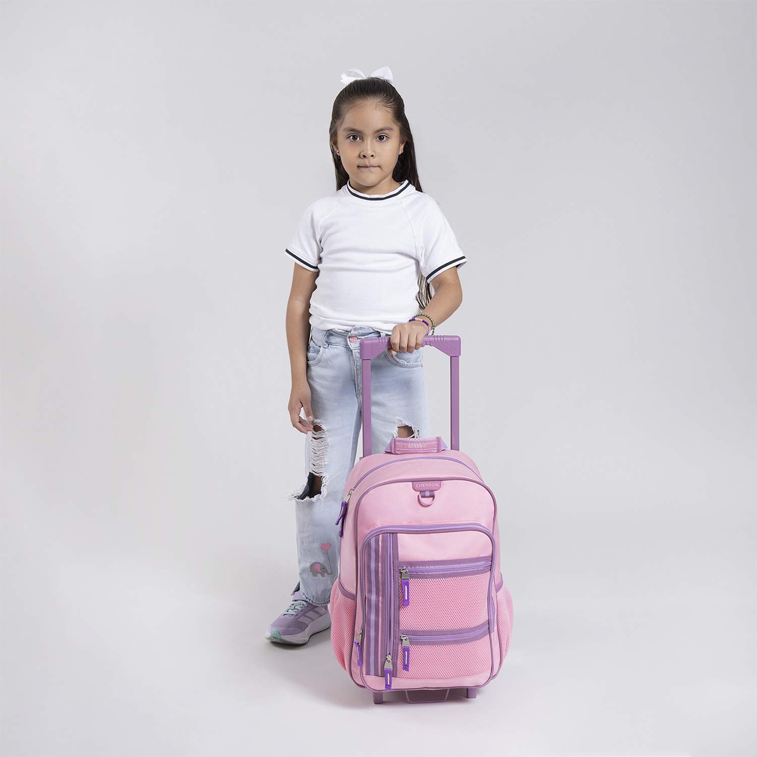 Mochila con Ruedas Rosa Chenson Clásico - Escolar Resistente - vista 2