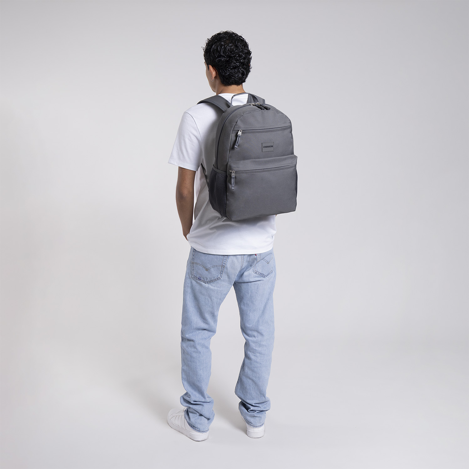Mochila Chenson Clásico Gris | Backpack Resistente Escolar - vista 2