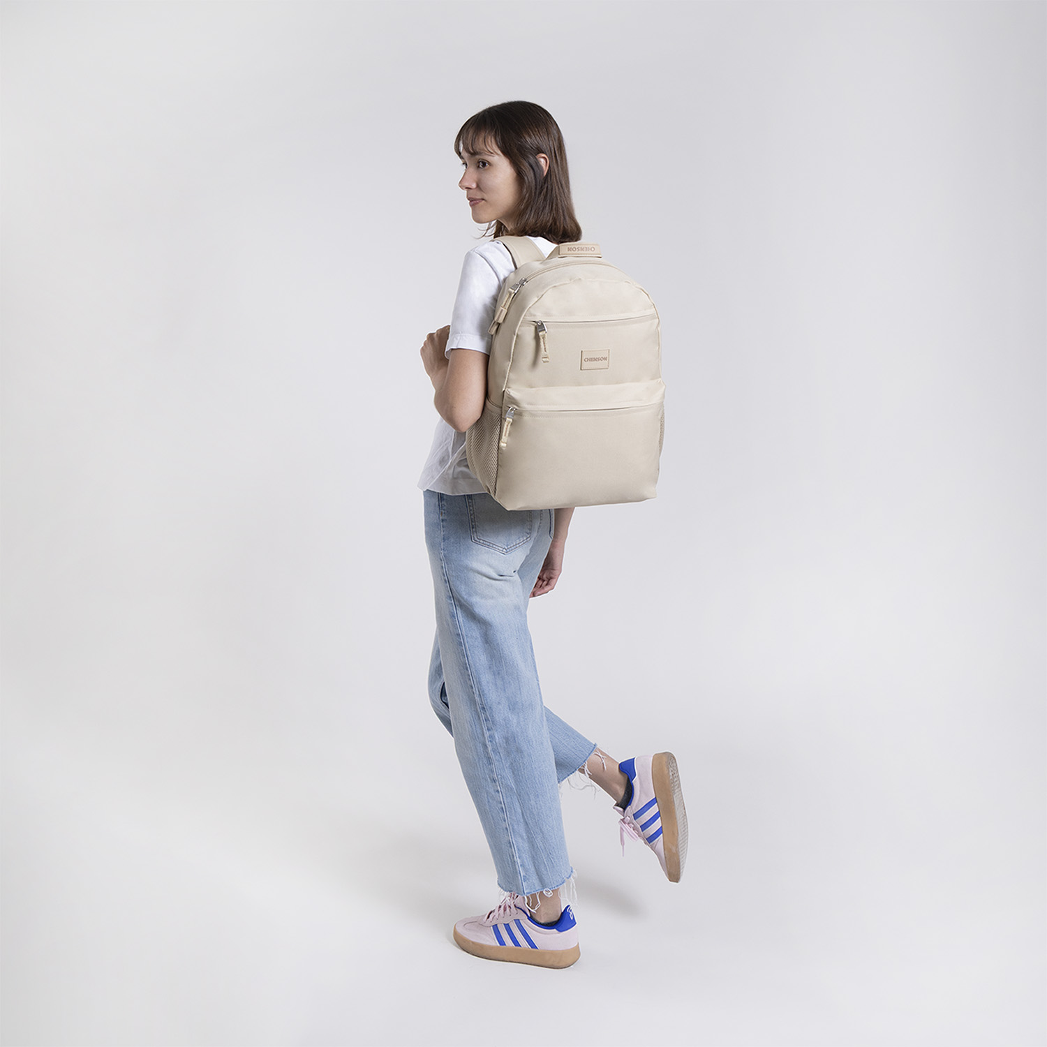 Mochila Escolar Chenson Clásico Beige - Backpack de Calidad - vista 2