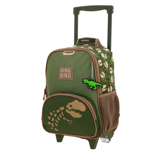 Mochila con Ruedas Chenson Original Verde Seco para Kinder - Diseño Funcional - vista 2