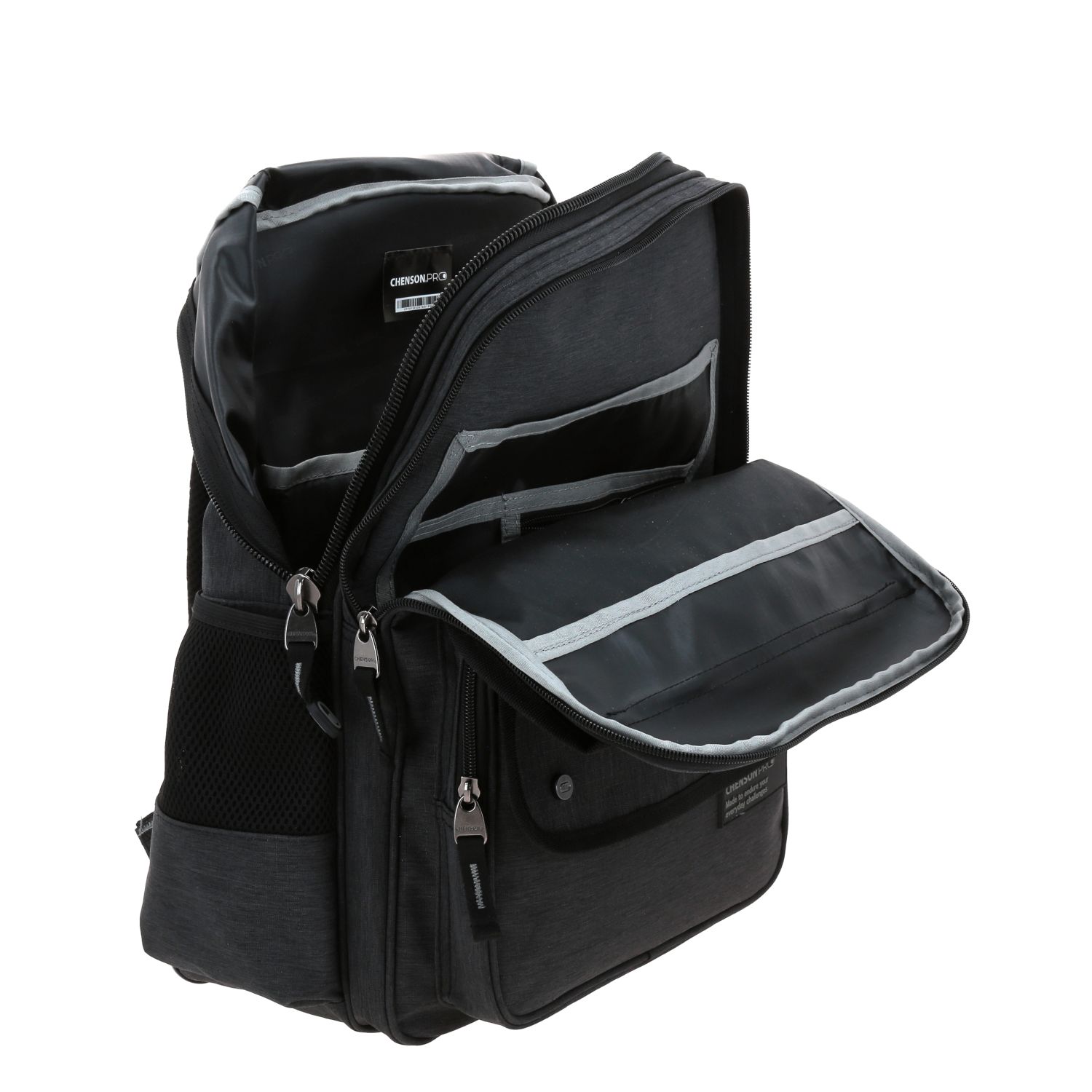 Mochila ejecutiva Chenson Pro negra con múltiples compartimentos - vista 2