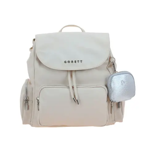 Mochila casual para dama Gorétt by Chenson beige con estilo moderno 1