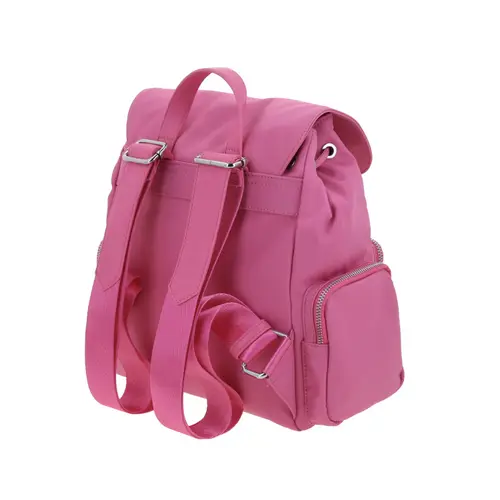 Mochila casual para dama Gorétt by Chenson color rosa con bolsillo frontal 5