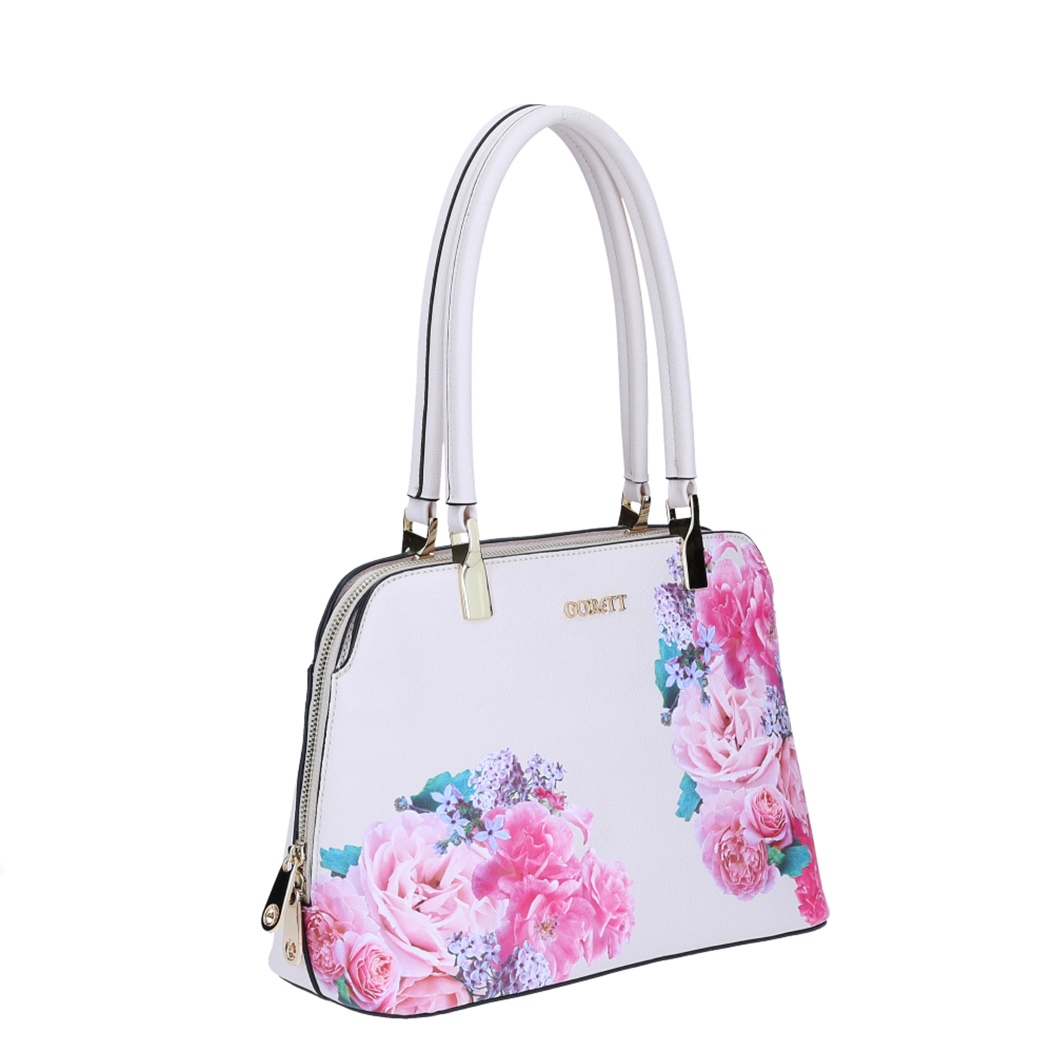 Bolsa de Mano Gorétt Beige | Símil Piel Triple Compartimiento 3