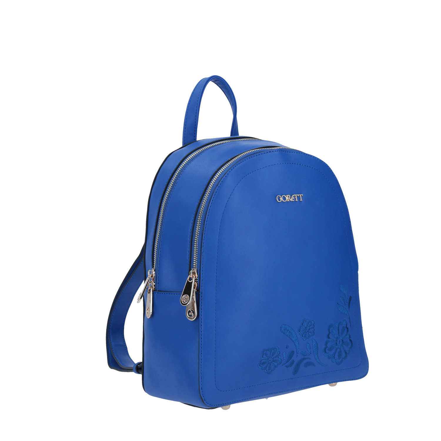 Mochila para mujer Gorétt azul con doble compartimento y porta llaves 4