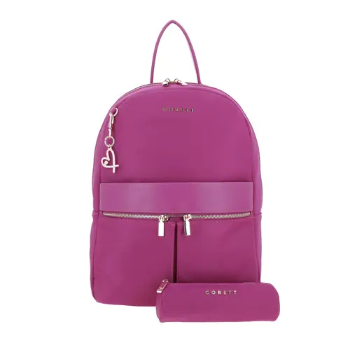 Mochila casual para dama Gorétt by Chenson en color rosa con porta laptop