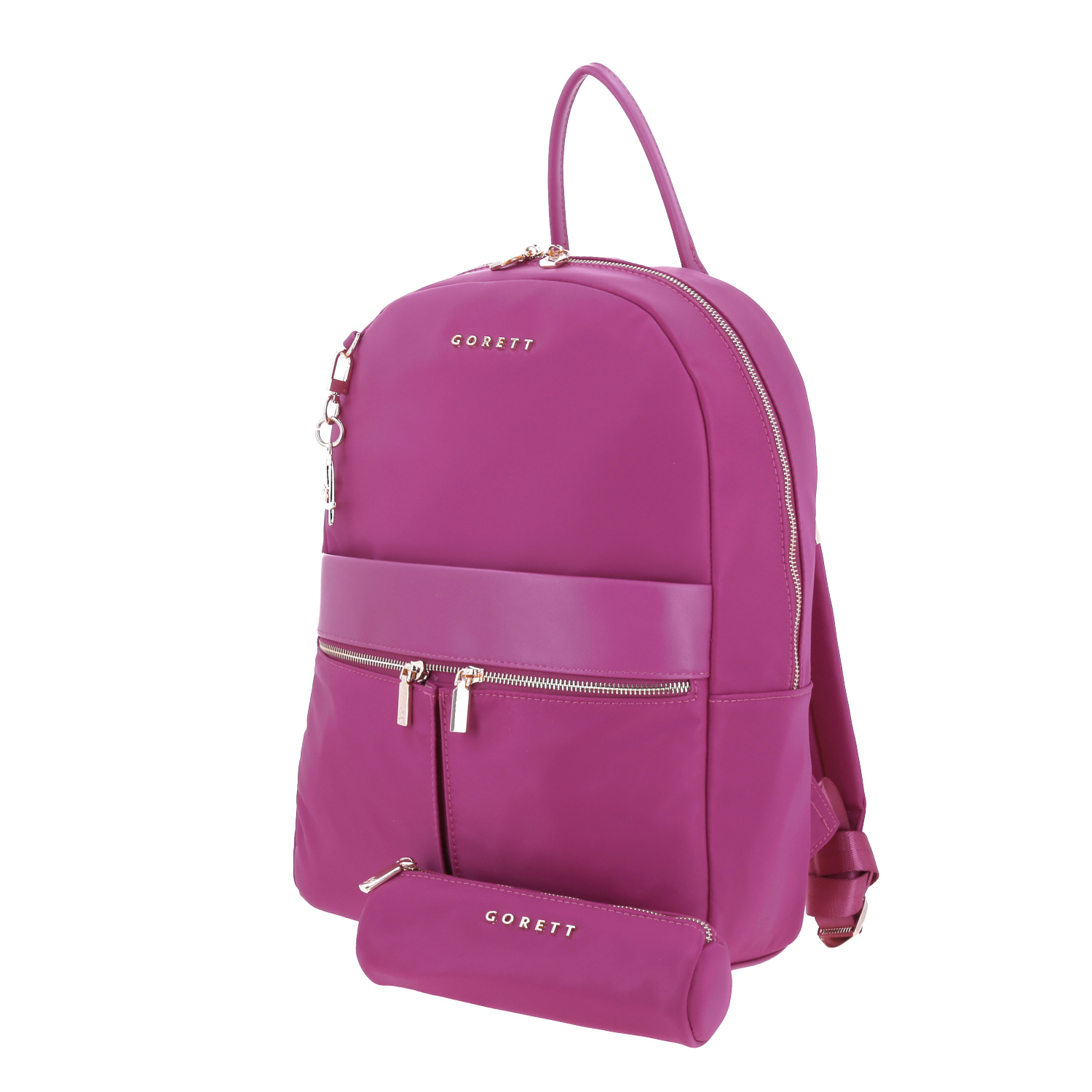 Mochila casual para dama Gorétt by Chenson en color rosa con porta laptop 2