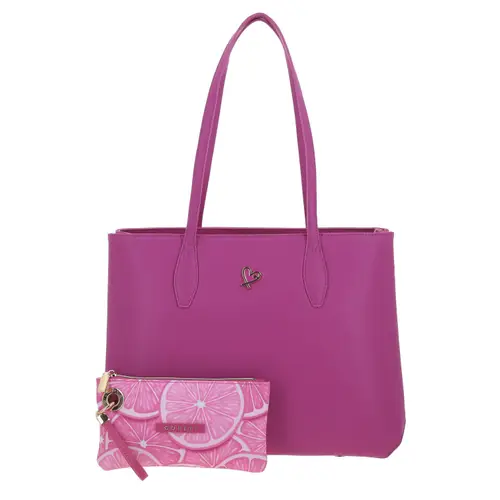 Bolsa grande para dama Gorétt by Chenson fucsia con doble compartimento 1