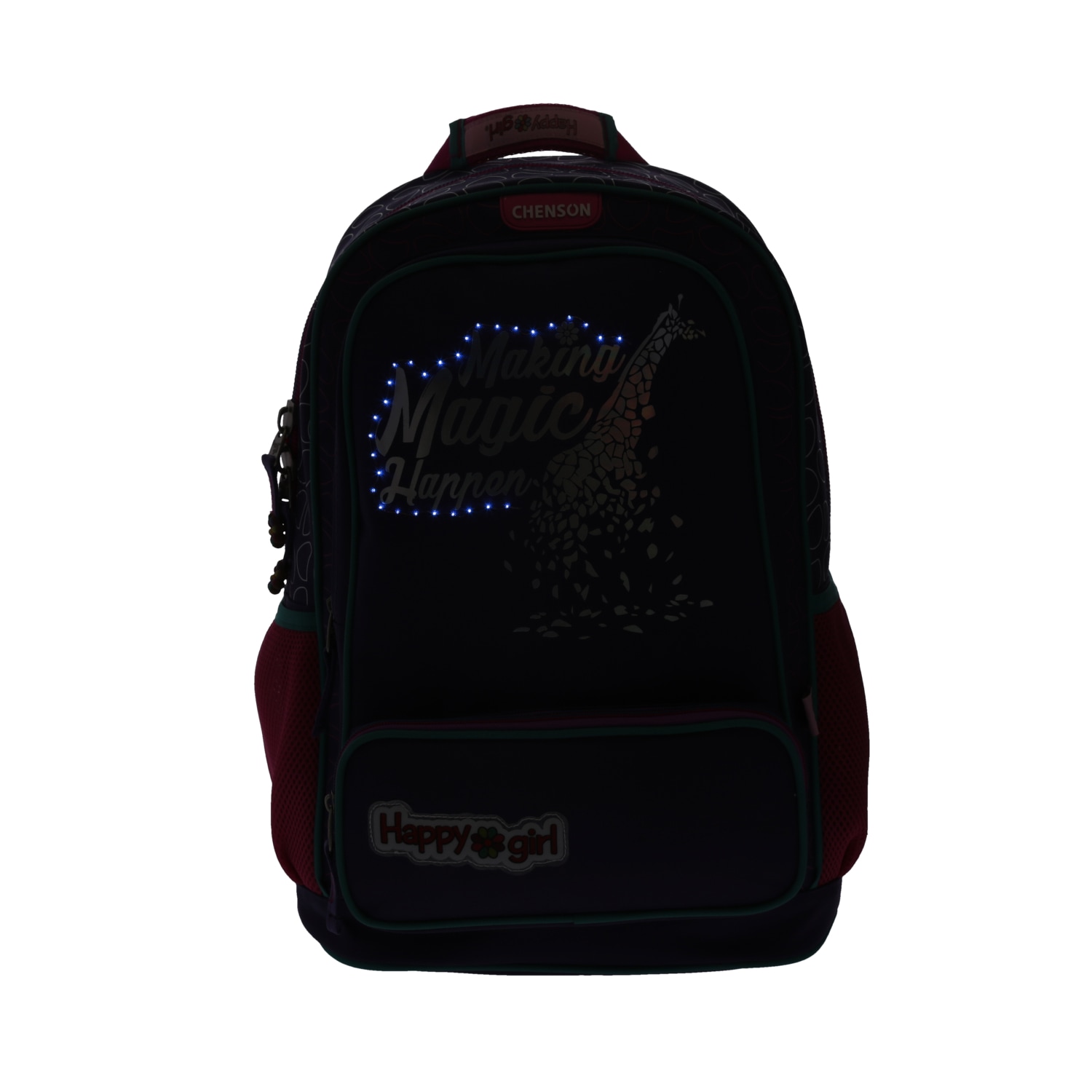 Mochila escolar para niña Happy Girl by Chenson en color azul divertida 2