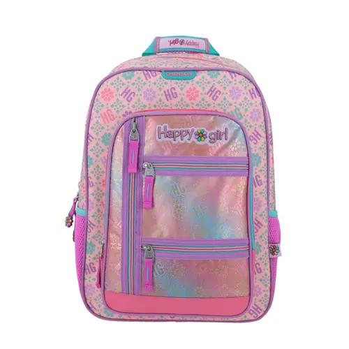 Mochila Escolar Happy Girl Rosa con Organizador - Chenson HG64494