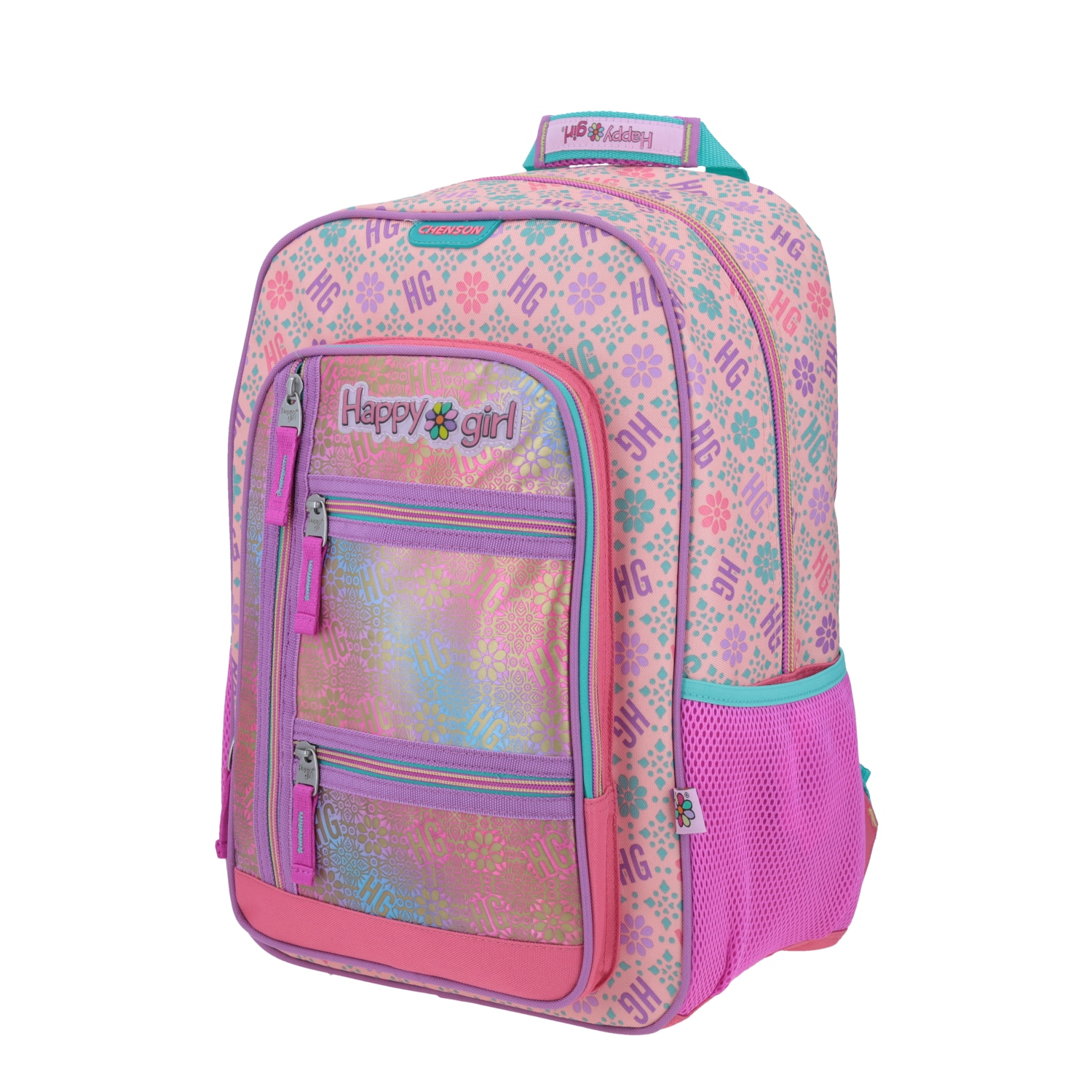 Mochila Escolar Happy Girl Rosa con Organizador - Chenson HG64494 2