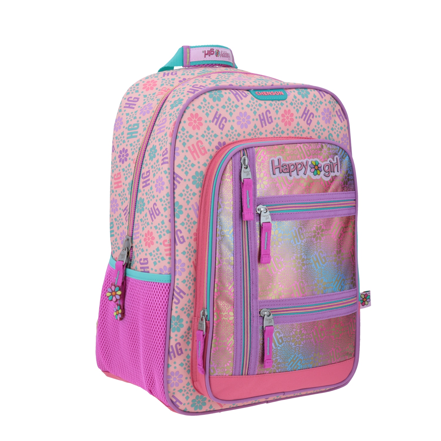 Mochila Escolar Happy Girl Rosa con Organizador - Chenson HG64494 4