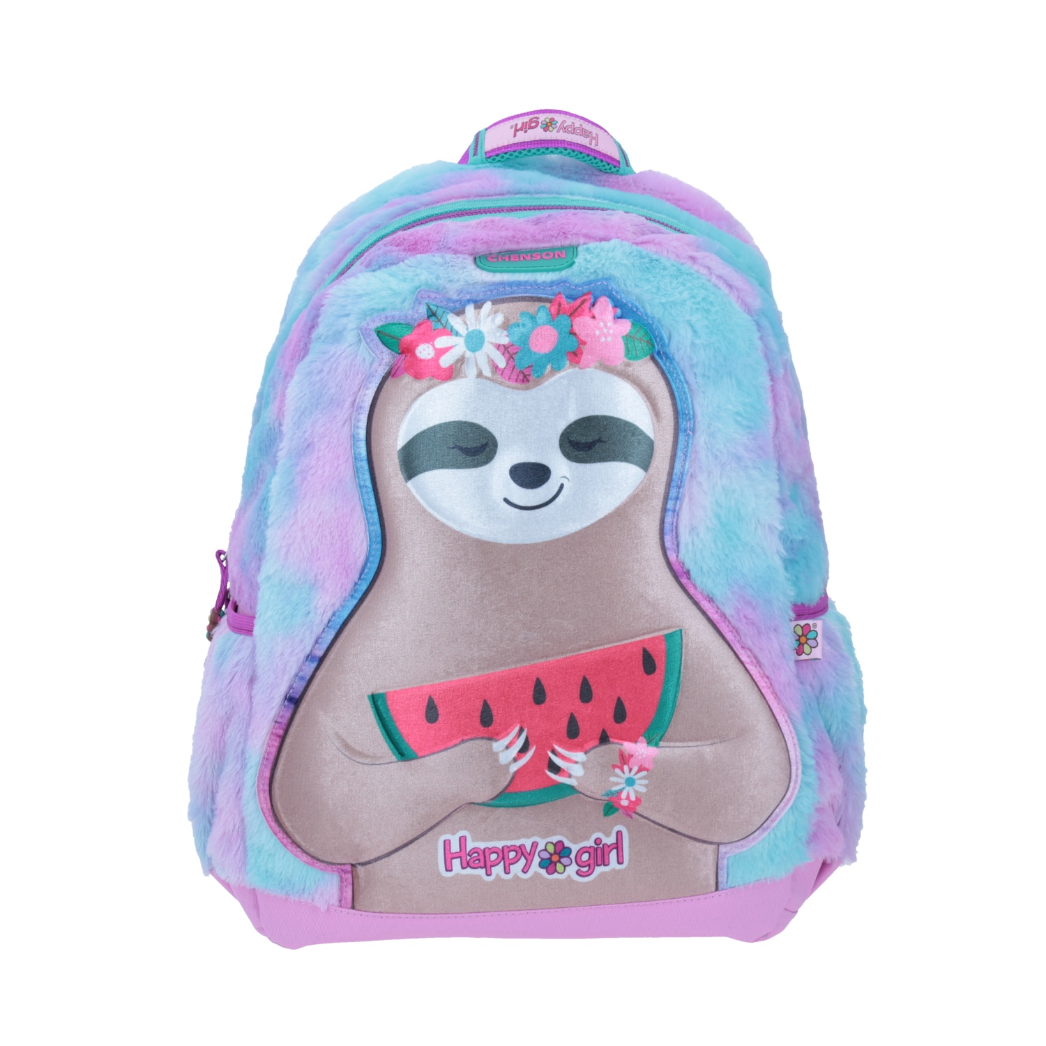 Mochila escolar para niña Happy Girl by Chenson Violeta con bolsillo frontal