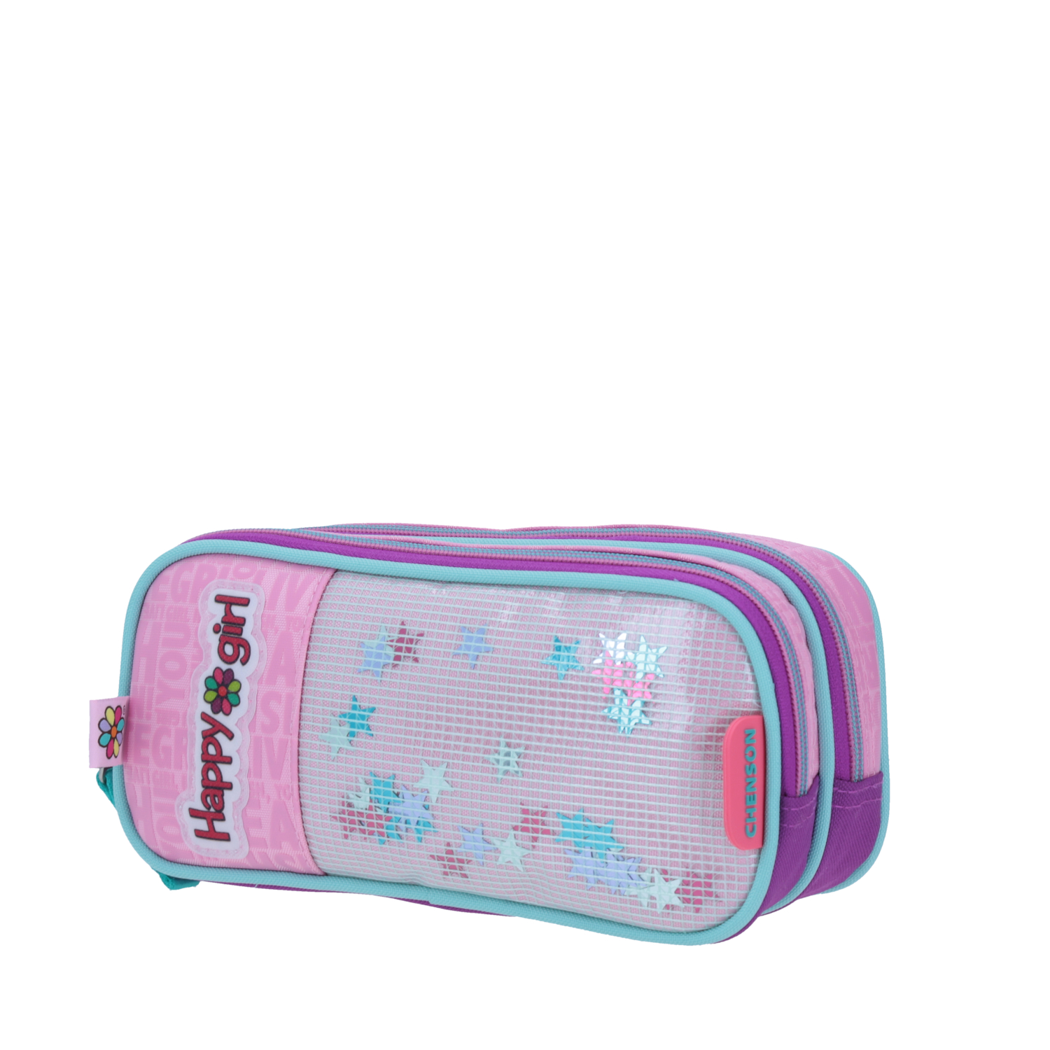 Lapicera Happy Girl Rosa Doble Compartimento Escolar Niña 2