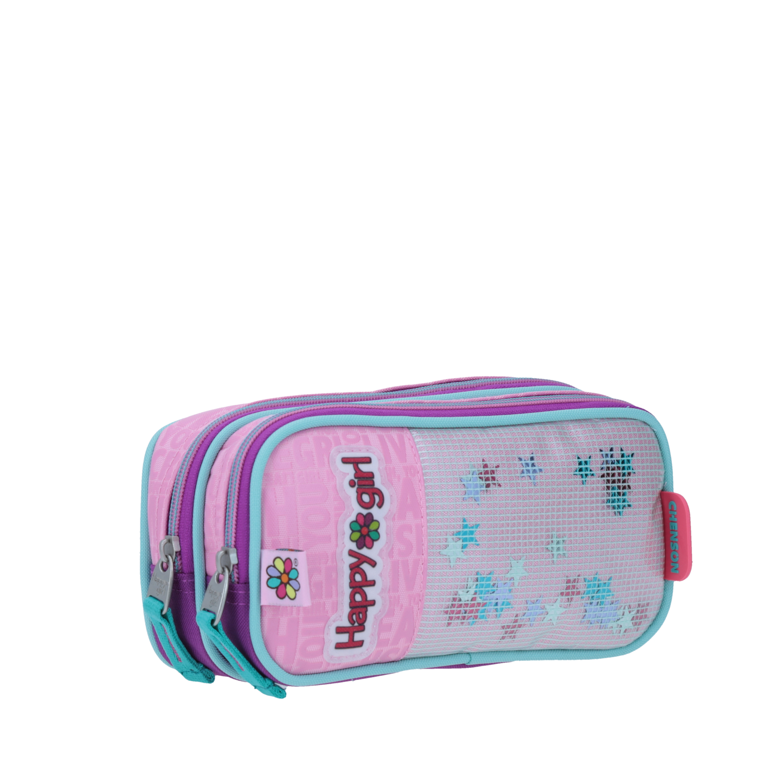 Lapicera Happy Girl Rosa Doble Compartimento Escolar Niña 4