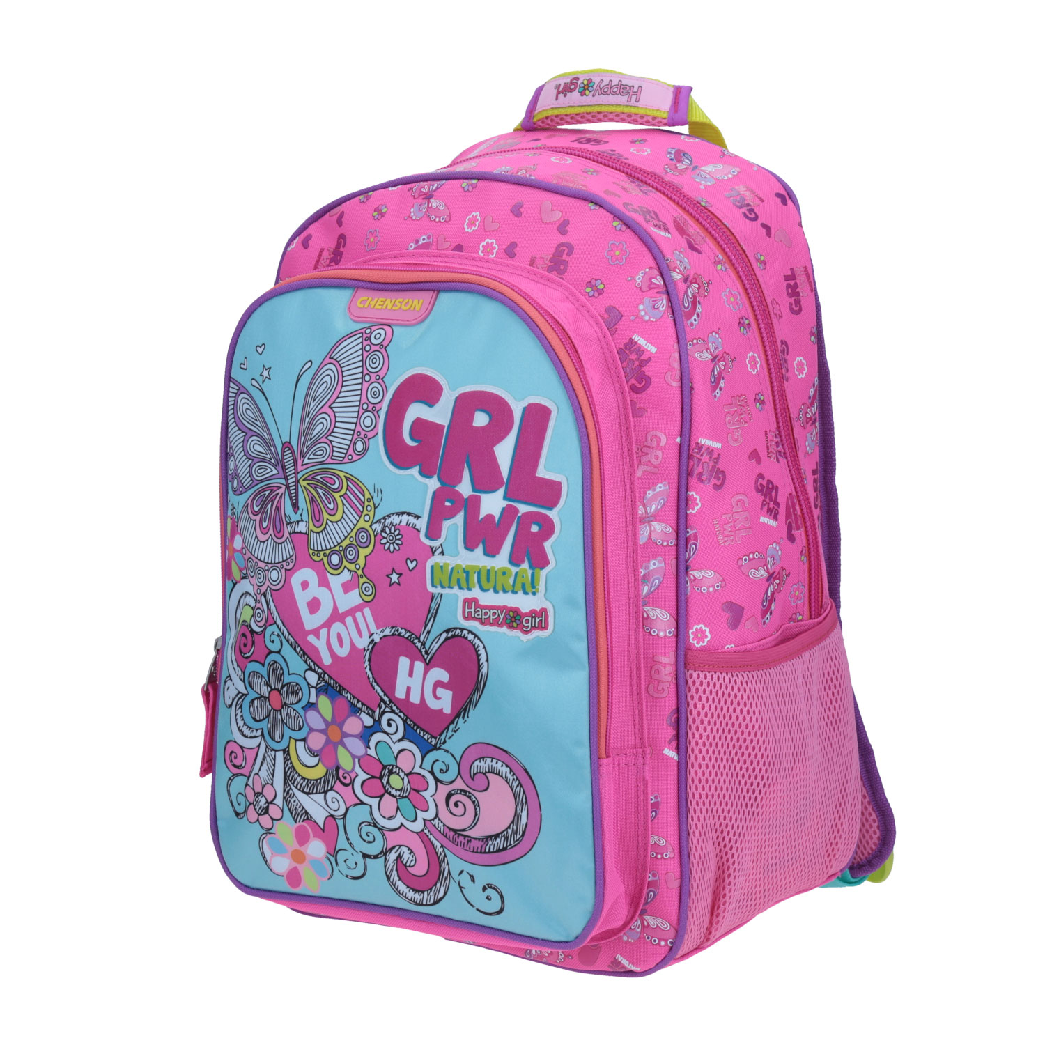 Mochila escolar para niña Happy Girl by Chenson color rosa con organizador 2
