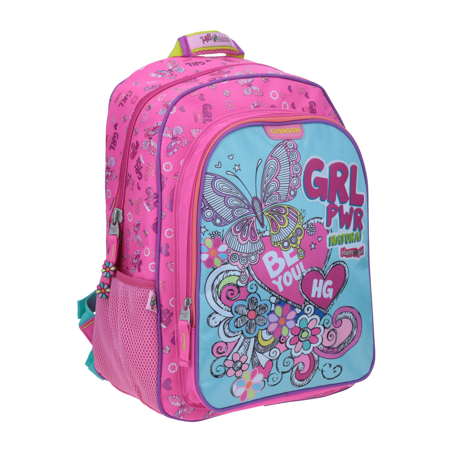 Mochila escolar para niña Happy Girl by Chenson color rosa con organizador 4