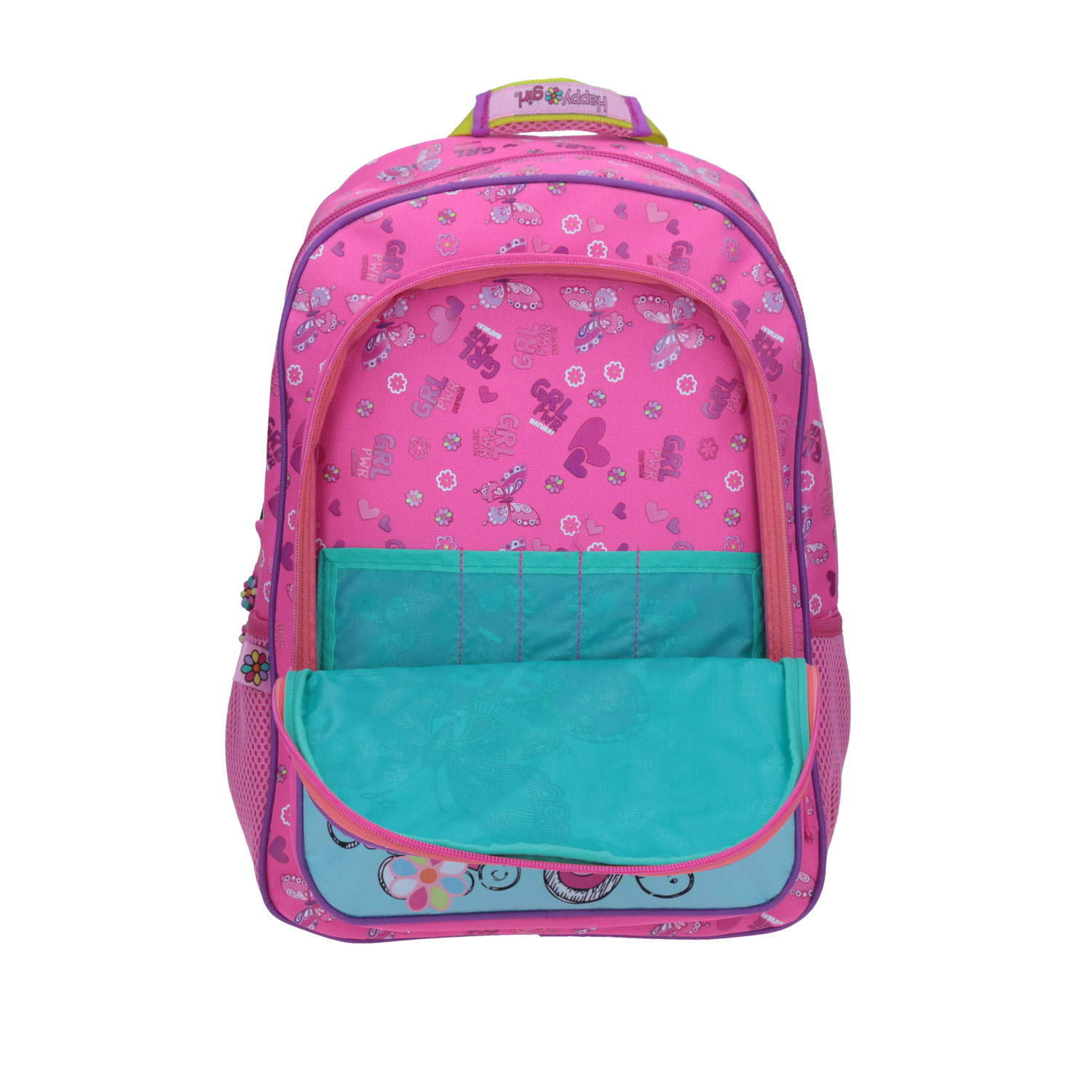 Mochila escolar para niña Happy Girl by Chenson color rosa con organizador 5