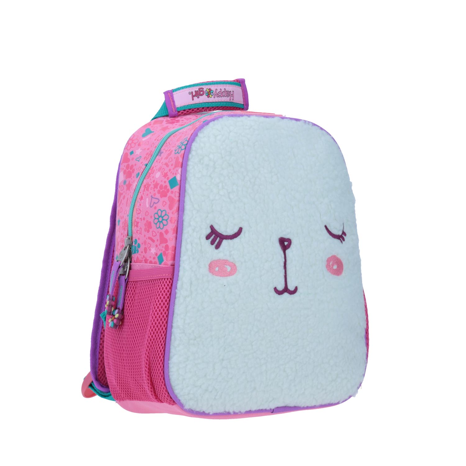 Mochila kinder para niña Happy Girl by Chenson gris con amplio compartimento 4