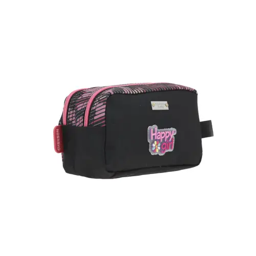 Lapicera escolar para niña Happy Girl by Chenson color negro con doble compartimento 3