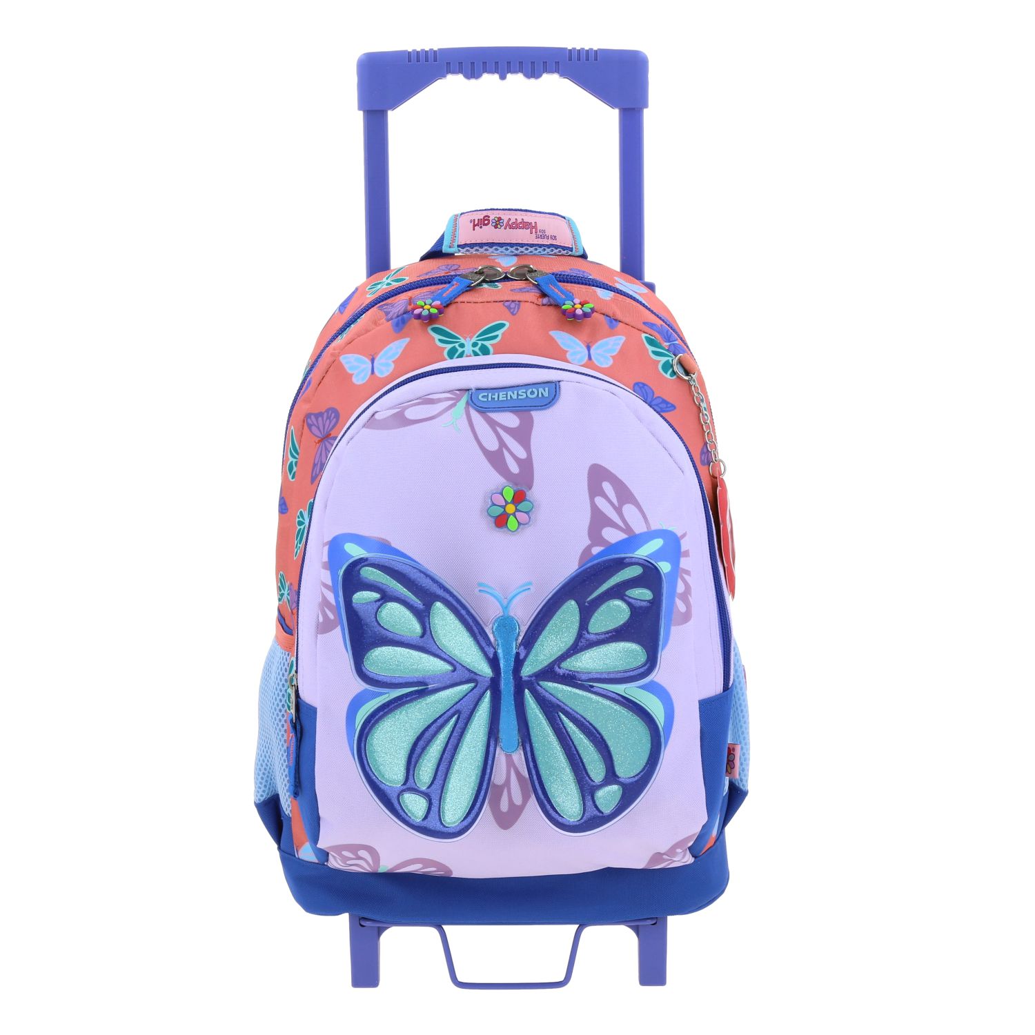 Mochila con Ruedas Happy Girl Azul para Niña - Diversión y Durabilidad