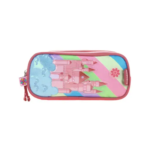 Lapicera escolar Happy Girl by Chenson rosa con doble compartimento
