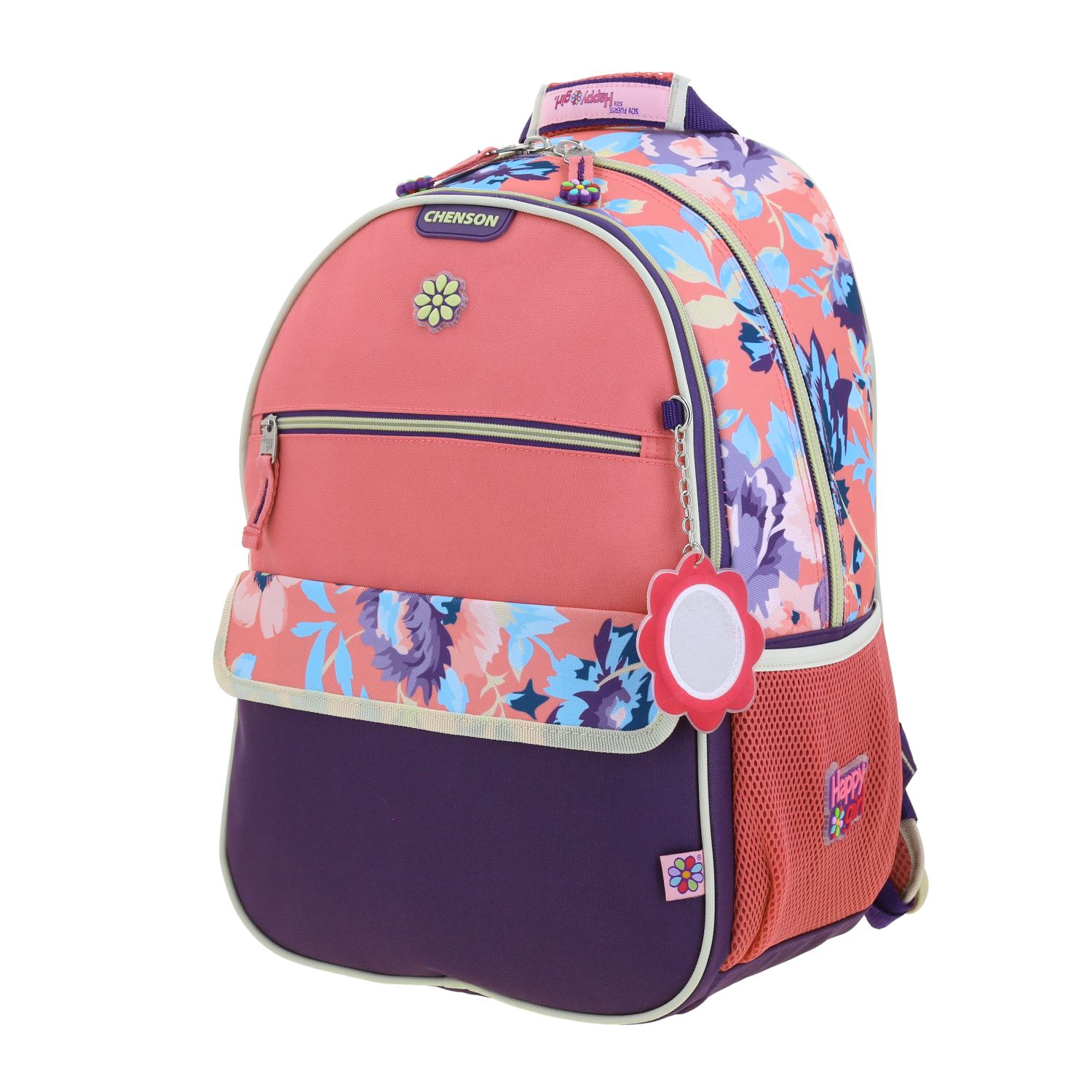 Mochila escolar para niña Happy Girl by Chenson color rosa con cierre 2