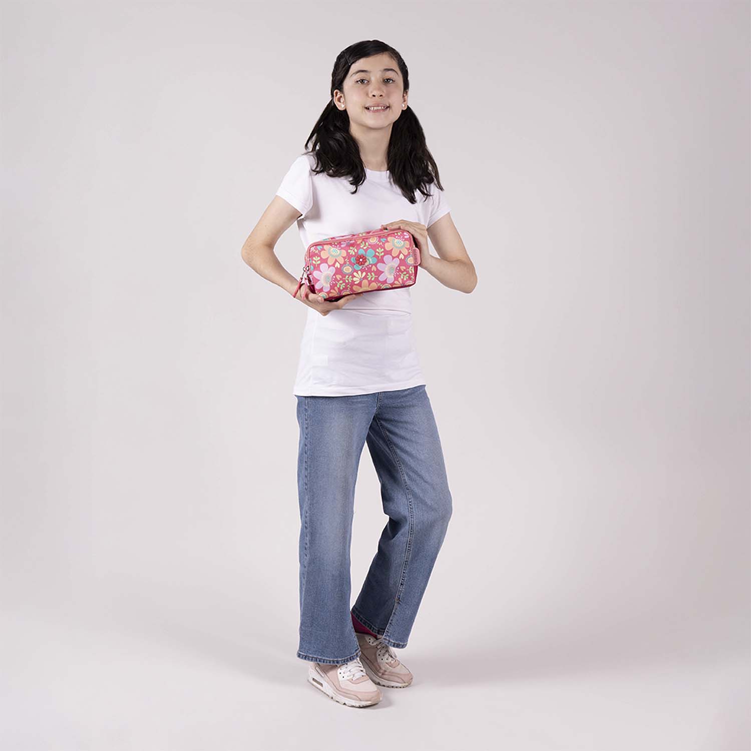 Lapicera escolar para niña Happy Girl by Chenson color rosa con doble compartimento - vista 2