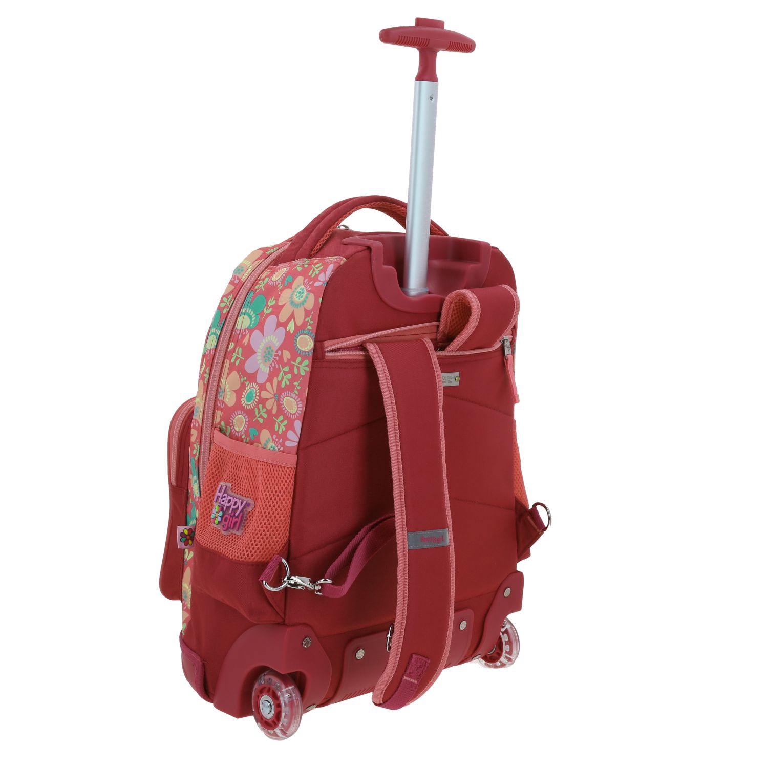 Mochila con Ruedas Happy Girl Rosa para Niña - Divertida y Duradera 3