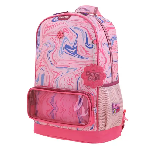 Mochila escolar para niña Happy Girl by Chenson Rosa con compartimento amplio 2