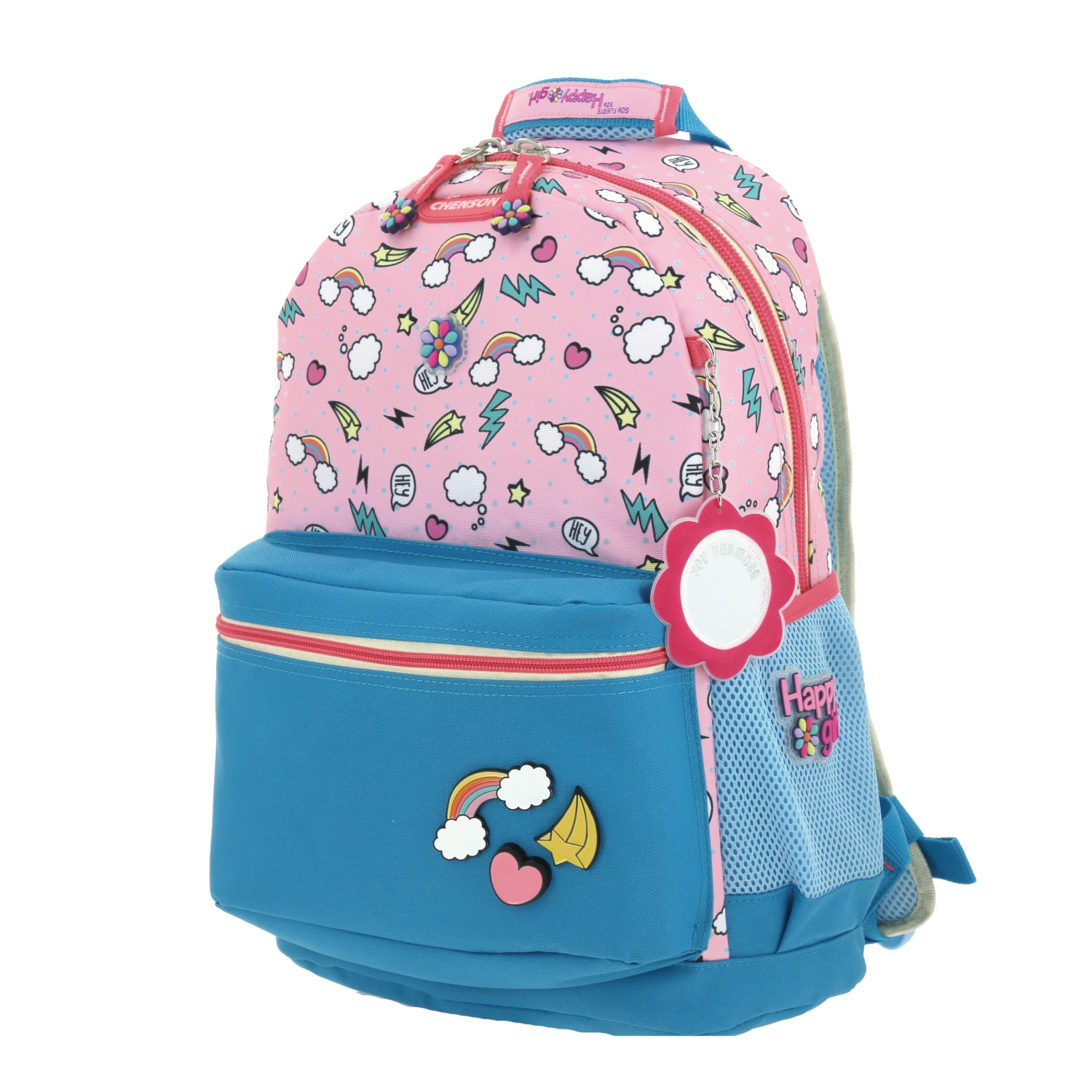 Mochila Escolar Happy Girl Rosa con Porta Tablet 10" | Chenson 2
