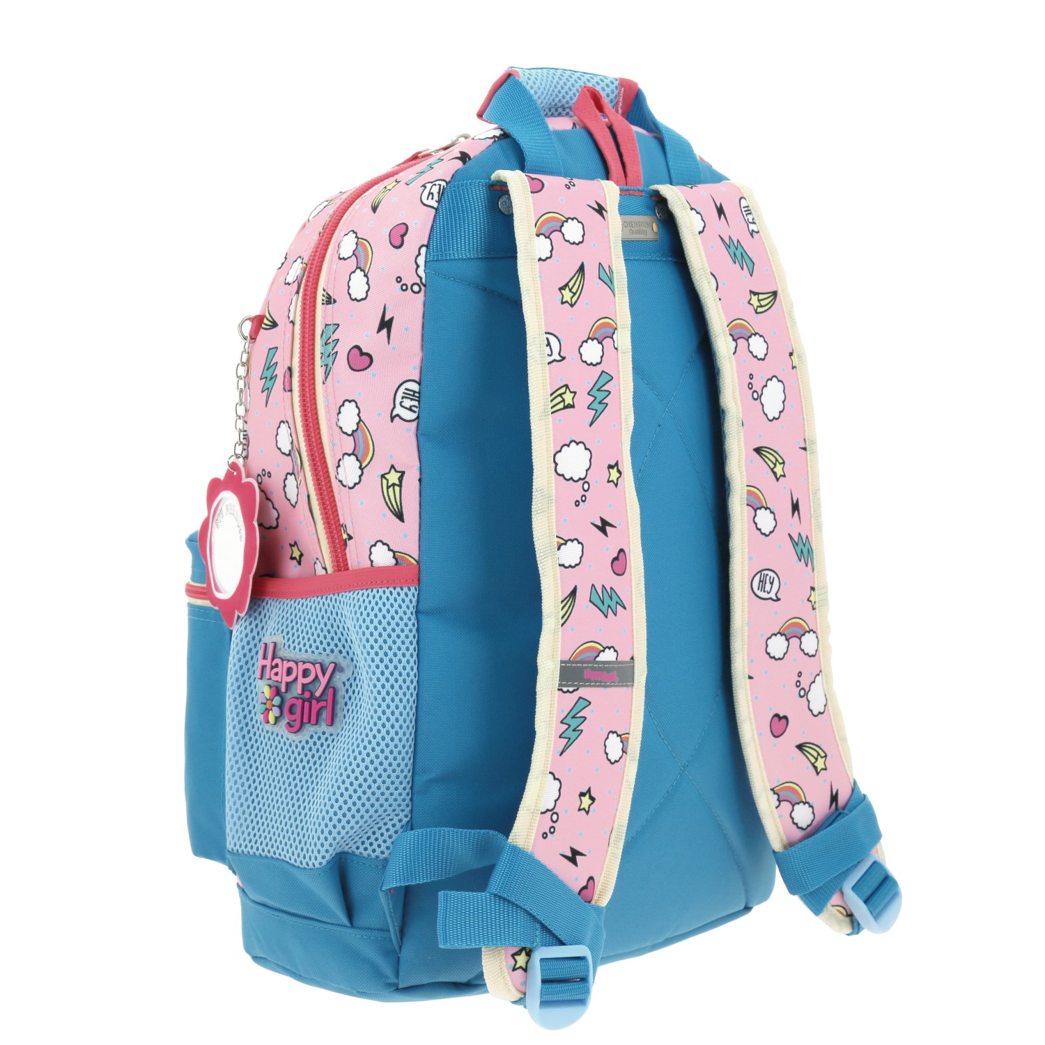 Mochila Escolar Happy Girl Rosa con Porta Tablet 10" | Chenson 3