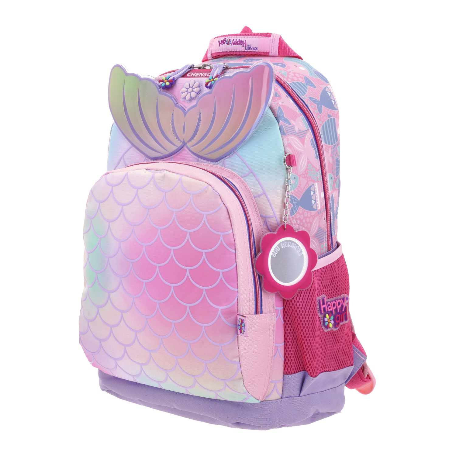 Mochila escolar para niña Happy Girl by Chenson Iridiscente - Diversión y Durabilidad 2