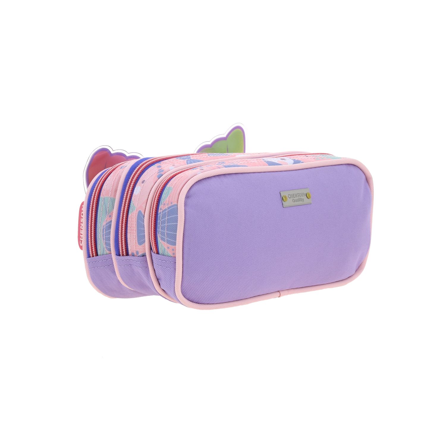 Lapicera escolar para niña Happy Girl Iridiscente con triple compartimento 3