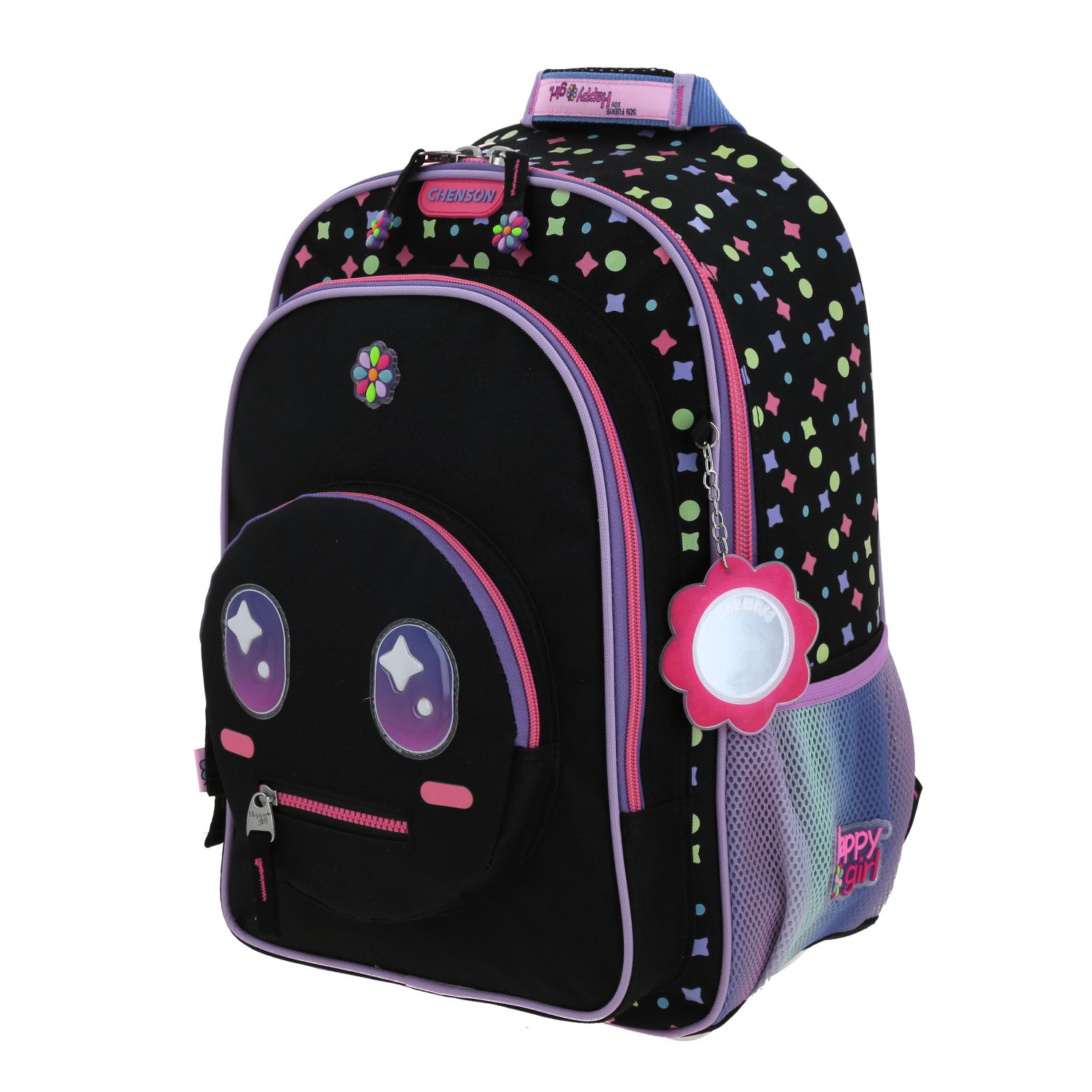 Mochila escolar para niña Happy Girl by Chenson color negro - Duradera y divertida 2