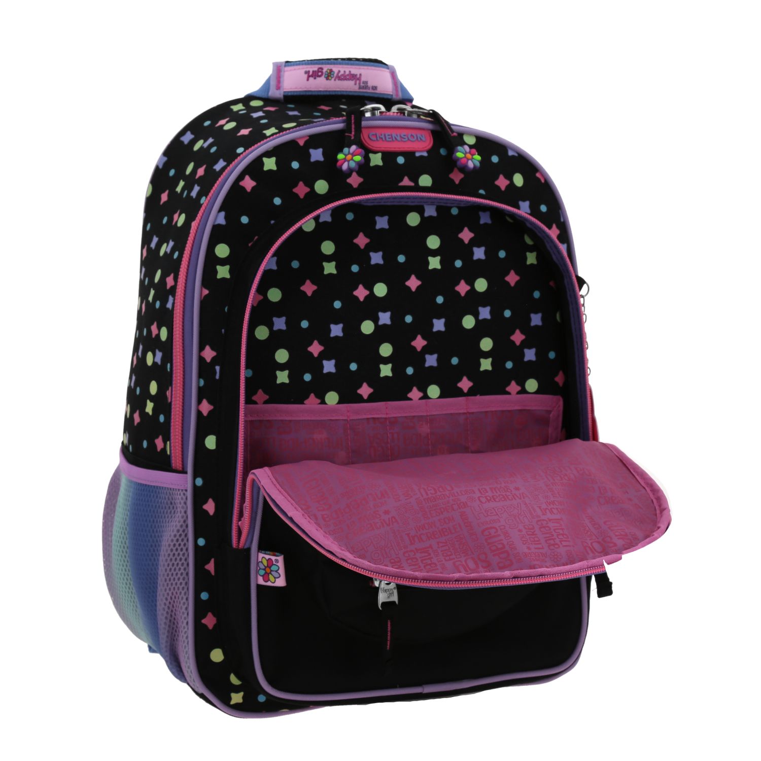 Mochila escolar para niña Happy Girl by Chenson color negro - Duradera y divertida - vista 2