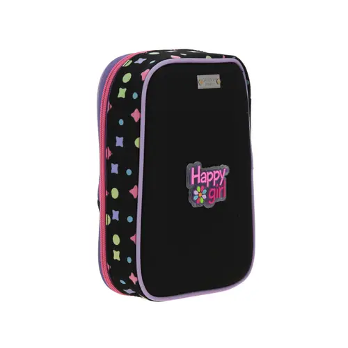 Lapicera escolar Happy Girl by Chenson negra con amplio compartimento 3